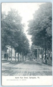 SPRINGVALE, Maine ME ~ NORTH MAIN STREET Scene 1909 York County Postcard