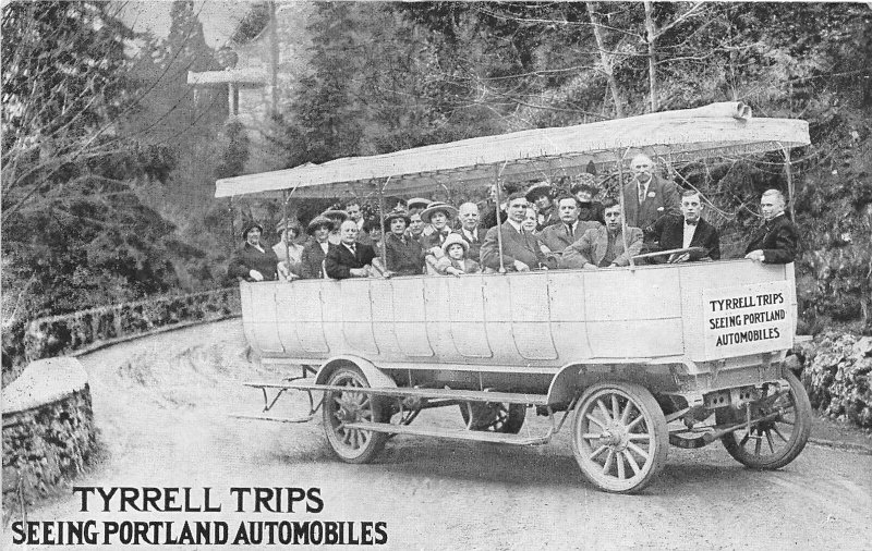 J31/ Portland Oregon Postcard c1910 Tyrrell Seeing Autos Tourist Bus 335