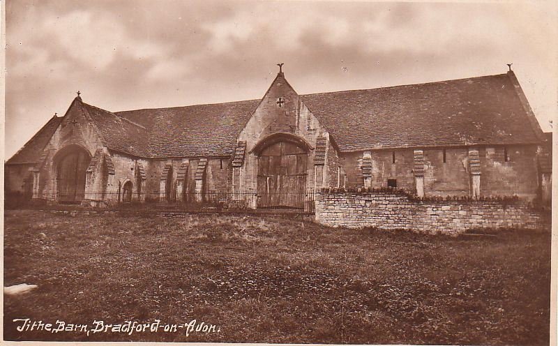 Postcard RPPC Tithe Barn Bradford on Avon UK