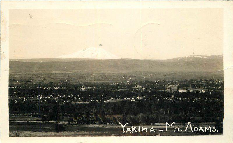 Birdseye View 1944 Yakima Washington Mt Adams RPPC real photo postcard 1979