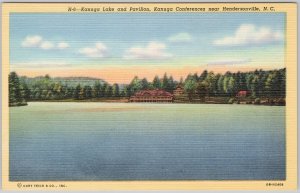 Kanuga Lake Pavilion Hendersonville NC Curt Teich Vintage Linen Postcard H79