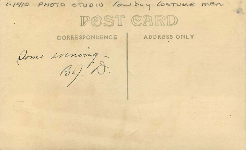 C-1910 Photo Studios Cowboy Costume men RPPC Photo Postcard 21-6551