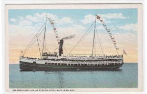 Steamer Cabrillo Avalon Catalina Island California 1920c postcard