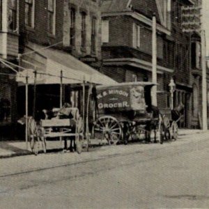 Chester Pennsylvania Postcard W.S. Mingin Grocery Delivery Wagon Street View UL 