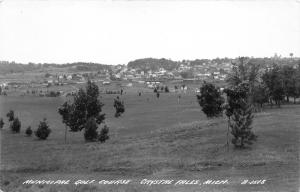 Crystal Falls Michigan~Municipal Golf Course~Town in Distance~1940s RPPC