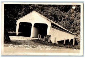 c1940's Old Covered Bridge Over Cheat River Dawson Camp WV RPPC Photo Postcard