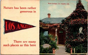 Vintage California Postcard - Los Angeles - Rose Cottage 1913 - LA Pennant