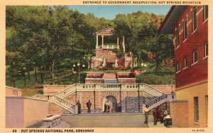 Vintage Postcard 1941 Entrance To Government Reservation Hot Springs Mountain AR