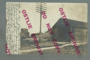 Rockwell IOWA RPPC 1907 STORM DAMAGE Ruins Building nr Mason City Sheffield