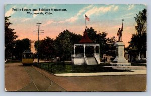 JH2/ Wadsworth Ohio Postcard c1910 Public Square Soldiers Monuement  25