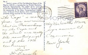 Vintage Postcard 1959 Sentry's Corner Fort-Meeting House Plymouth Massachusetts