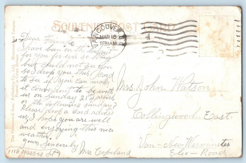 c1909 Vancouver British Columbia Canada Postcard Court House Exterior Building