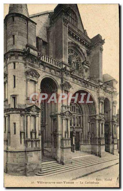 Old Postcard Villeneuve Sur Yonne The Cathedral