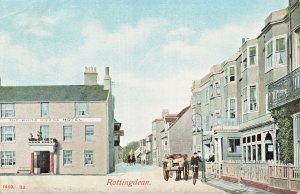 ROTTINGDEAN SUSSEX ENGLAND-WHITE HORSE HOTEL- RESIDENTIAL ST~ANTIQUE POSTCARD