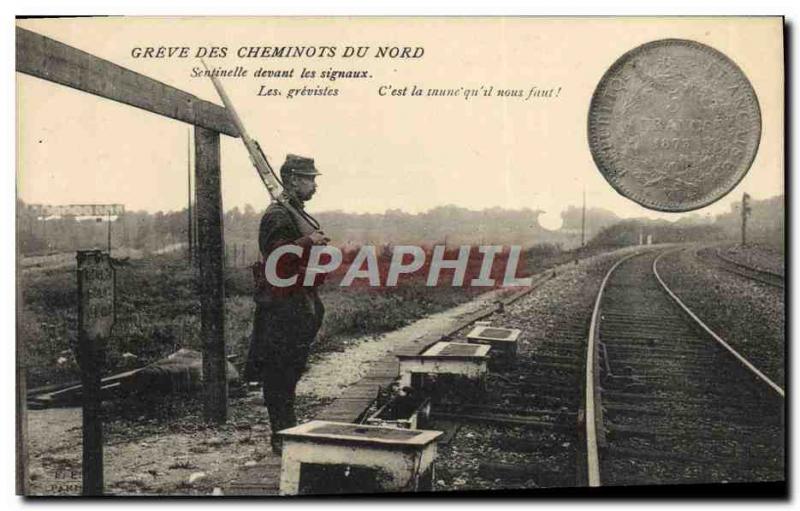 Old Postcard Greve railway Train du Nord Sentinel before the signals Army TOP