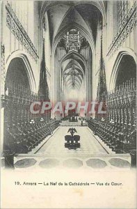 Old Postcard Antwerp the Nave of the Cathedral for the Heart