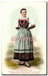 Old Postcard Zurich (Rafzerfelderin) Suit is wearing a Wasterkingen Folklore ...