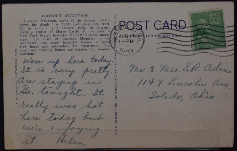 Lookout Mountain - Chattanooga, TN - 1939