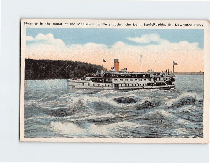 Postcard Steamer in the midst of Maelstrom, Long Sault Rapids, Canada