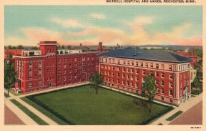 Vintage Postcard Worrell Hospital And Annex Medical Building Rochester Minnesota