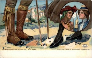 Woonsocket Rubbers Shoes Ad Design No. 7 Spain c1910  Vintage Postcard