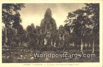 Le Bayon, Vue d'ensemble Ruines D'Angkor Cambodia, Cambodge Stamp on back 