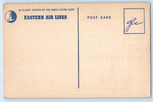c1940 Great Silver Fleet Eastern Air Lines Map Line Course Flight Advertising