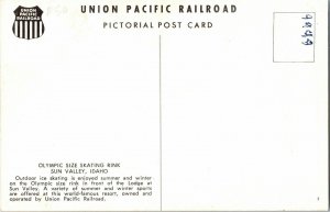 Union Pacific Railroad Pictorial Postcard Skating Rink Sun Valley Idaho Ice Vtg 