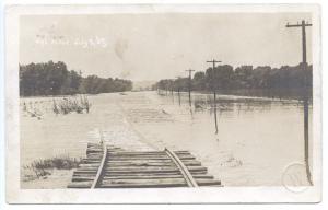 Moulton IA 1909 High Water Flood Railroad Train Tracks RPPC Real Photo Postcard