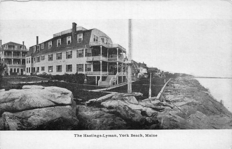 York Beach Maine The Hastings-Lyman Hotel B/W Photo Lithograph Vintage PC U3583