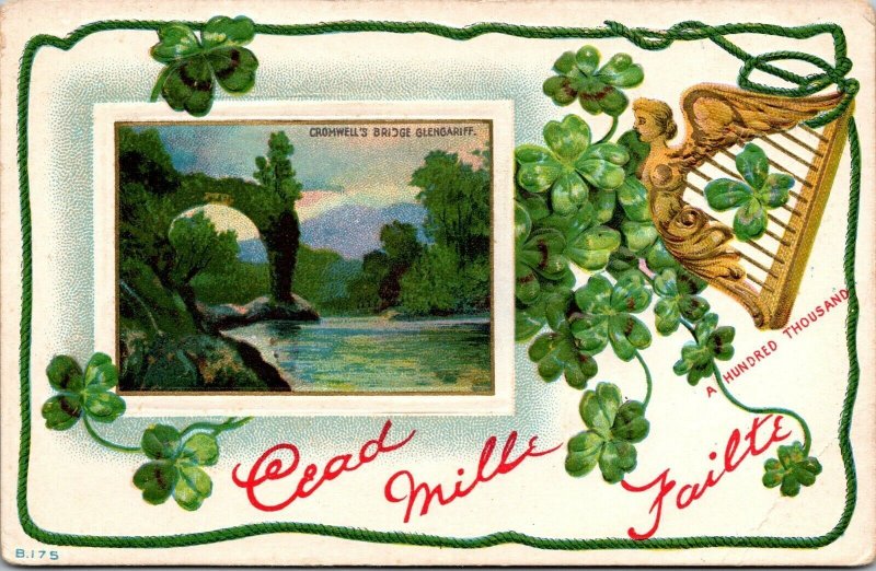 Vtg Cead Mille Failte Gromwells Bridge Glengariff St Patricks Day Irish Postcard