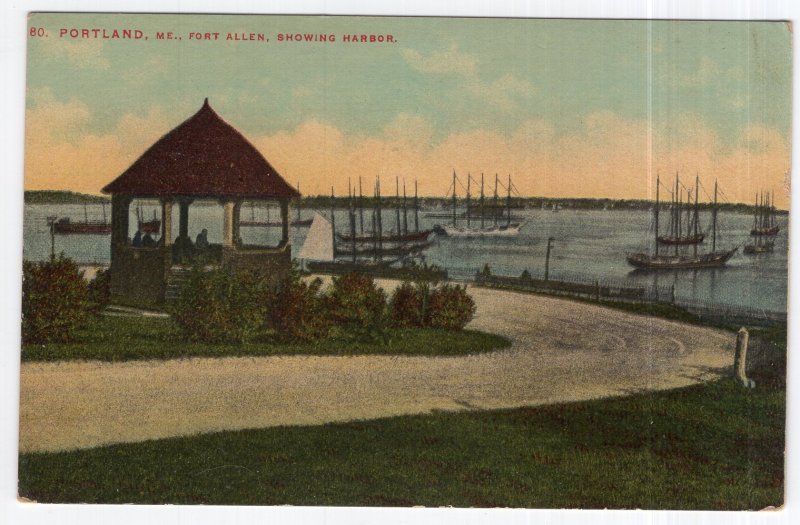 Portland, Me., Fort Allen, Showing Harbor