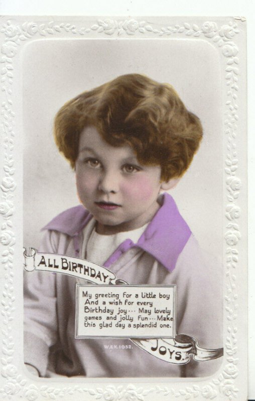 Greetings Postcard - Little Boy Birthday Card - Real Photograph - Ref 16407A