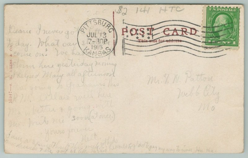 Pittsburg Kansas~US Post Office~c1910 Postcard