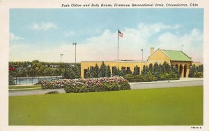 Columbiana Ohio 1940s Postcard Park Office Bath House Firestone Park