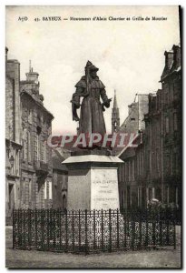 Postcard Old Bayeux Monument of Alain Chartier and Grille Moutier