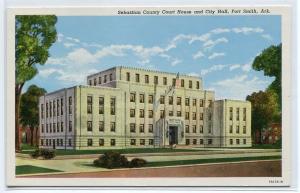 Court House City Hall Fort Smith Arkansas linen postcard