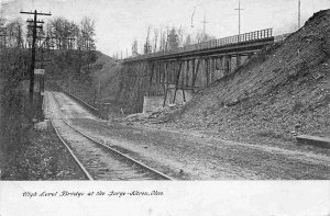 High Level Bridge Railroad Track Akron Ohio 1908 postcard