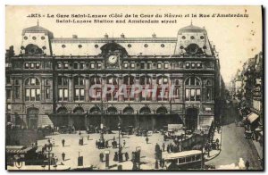 Old Postcard Paris Saint Lazare of Coure Havre and Amsterdam Street