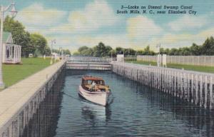 North Carolina South Mills Locks On Dismal Swamp Canal 1957 Curteich