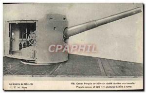 Old Postcard Canon 220mm behind a turret Army