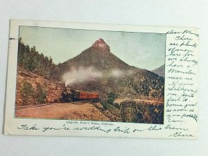 Vintage Postcard 1900's St. Peter's Dome Colorado CO Passenger Train