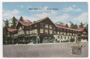 Pilot Butte Inn Bend Oregon 1953 linen postcard
