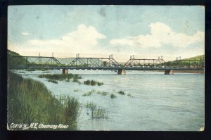 Corning, New York/NY Postcard, Chemung River & Bridge