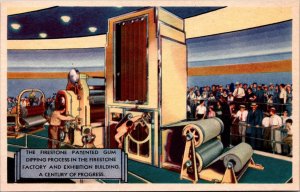 1933 Chicago World's Fair Postcard FIRESTONE Patented Gum Dipping Process JF13