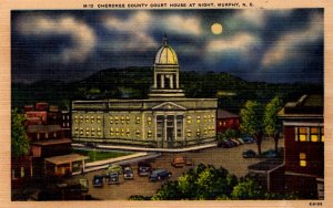 Murphy, North Carolina - The Cherokee County Court House at Night - 1940s