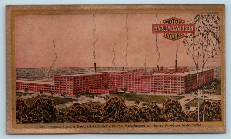  Postcard WI Milwaukee Harley Davidson Motor Company Plant Motorcycles c1915 2T4