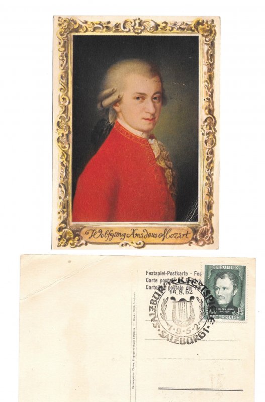 Mozart Artist Barbara Krafft Painting 1952 Salzburg Festival Postcard Austria