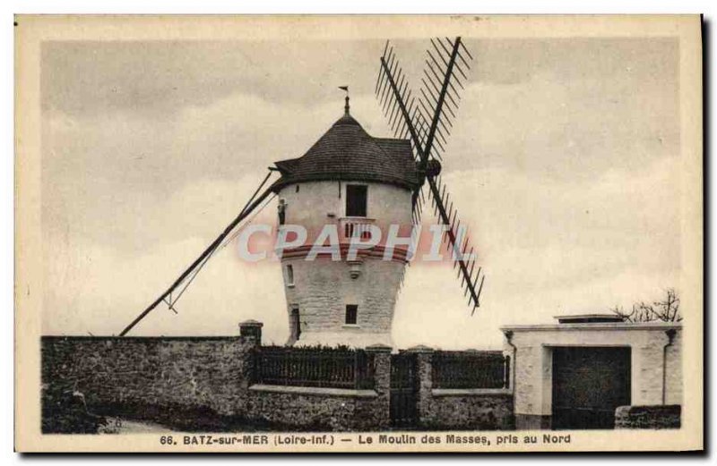 Old Postcard Batz Sur Mer Mill Masses taken north