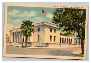 Vintage 1940's Postcard US Post Office and Neighborhood in Sarasota Florida